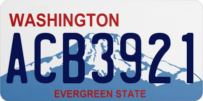 WA license plate ACB3921