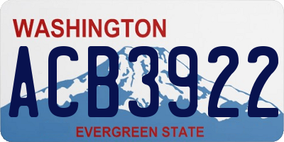 WA license plate ACB3922
