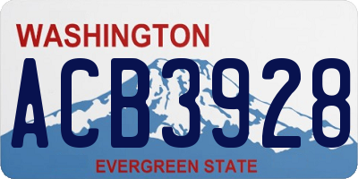 WA license plate ACB3928