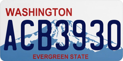 WA license plate ACB3930