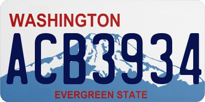 WA license plate ACB3934