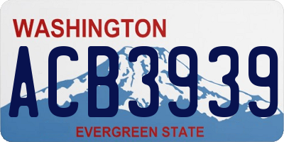 WA license plate ACB3939