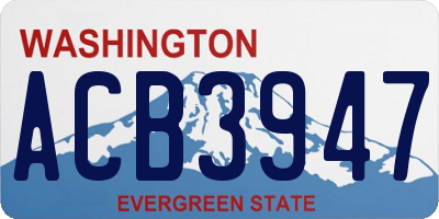 WA license plate ACB3947