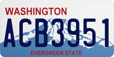 WA license plate ACB3951