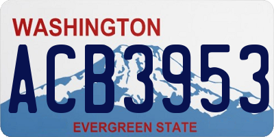 WA license plate ACB3953