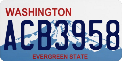 WA license plate ACB3958