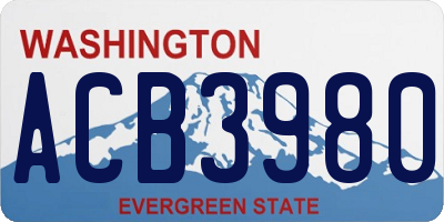 WA license plate ACB3980
