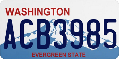 WA license plate ACB3985