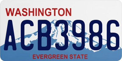 WA license plate ACB3986