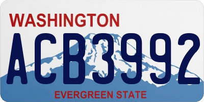 WA license plate ACB3992