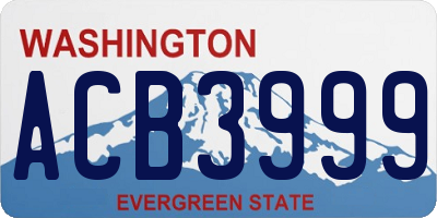 WA license plate ACB3999