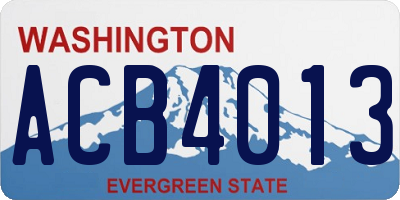 WA license plate ACB4013