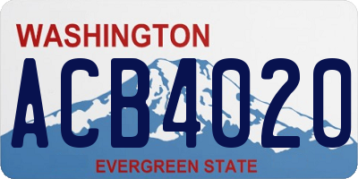 WA license plate ACB4020