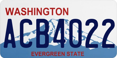 WA license plate ACB4022