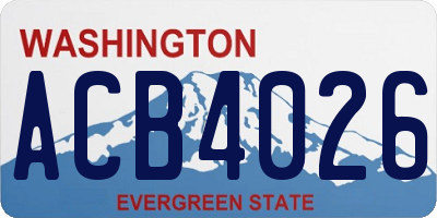 WA license plate ACB4026