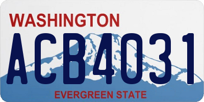 WA license plate ACB4031