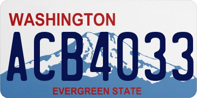WA license plate ACB4033