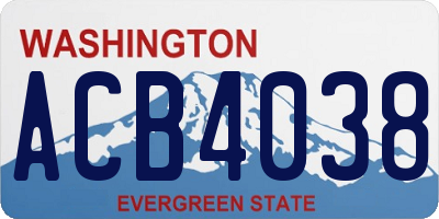 WA license plate ACB4038
