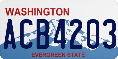 WA license plate ACB4203