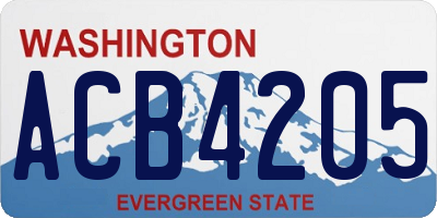 WA license plate ACB4205