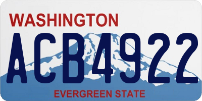 WA license plate ACB4922