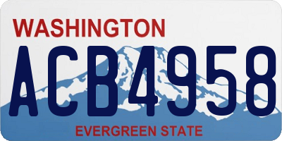 WA license plate ACB4958