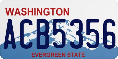 WA license plate ACB5356