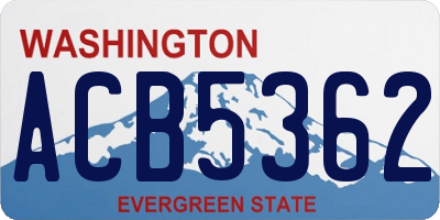 WA license plate ACB5362
