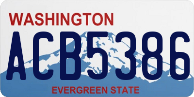 WA license plate ACB5386