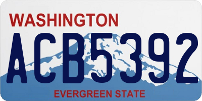 WA license plate ACB5392