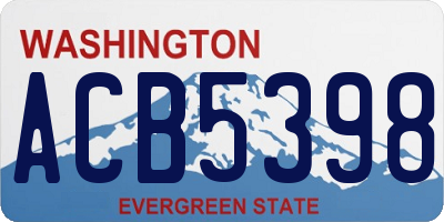 WA license plate ACB5398