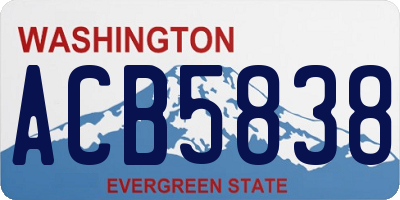 WA license plate ACB5838