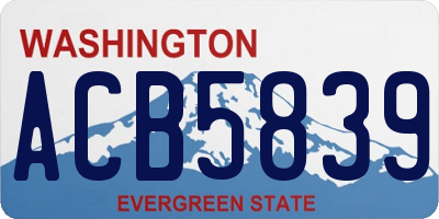 WA license plate ACB5839