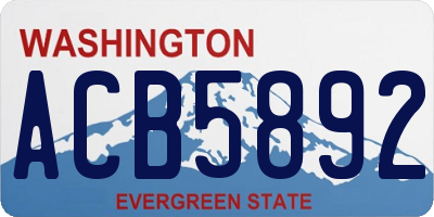 WA license plate ACB5892