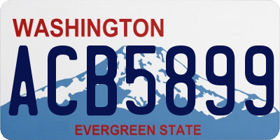 WA license plate ACB5899