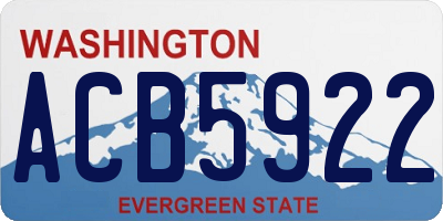 WA license plate ACB5922