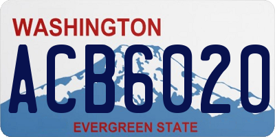 WA license plate ACB6020