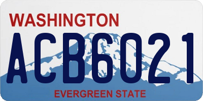 WA license plate ACB6021