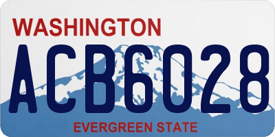 WA license plate ACB6028
