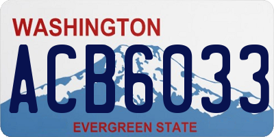 WA license plate ACB6033