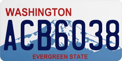 WA license plate ACB6038