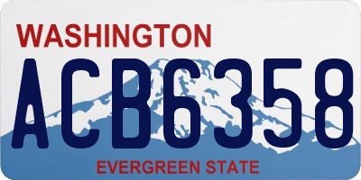 WA license plate ACB6358