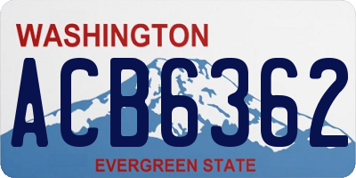 WA license plate ACB6362