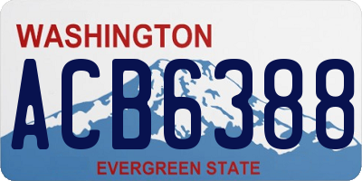 WA license plate ACB6388