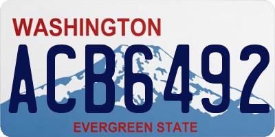 WA license plate ACB6492