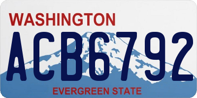 WA license plate ACB6792