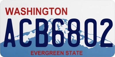 WA license plate ACB6802