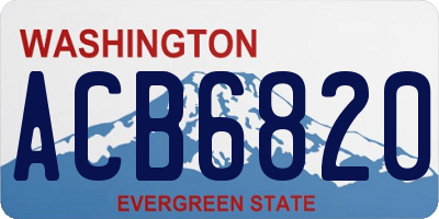 WA license plate ACB6820