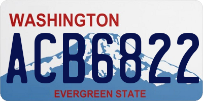 WA license plate ACB6822