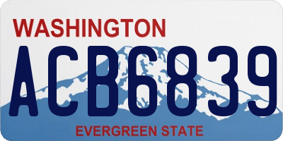 WA license plate ACB6839